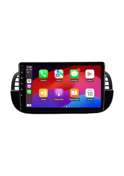 Fiat 500 Araç Multimedya Android Ekran Carplay Navigasyon Double Teyp 2+32 9" 08-15 Black Blueway