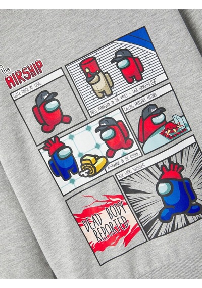 Name It Among Us Baskılı Kapüşonlu Sweatshirt-erkek Çocuk-günlük Gri