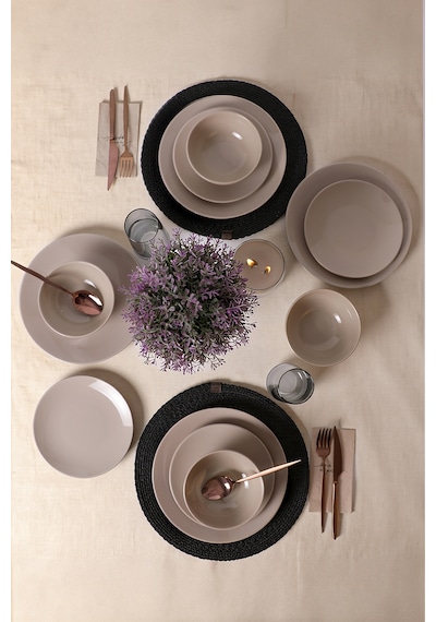 Keramika Taupe Kera Yemek Takımı 12 Parça 4 Kişilik 594 Kahverengi