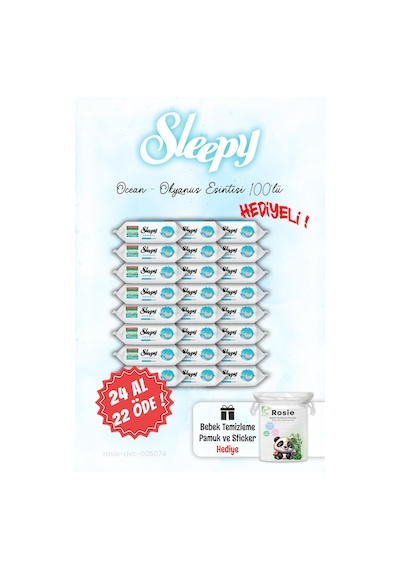 24 Al 22 Öde 100'lü Sleepy Ocean - Okyanus Islak Havlusu Ve Rosıe Tekli