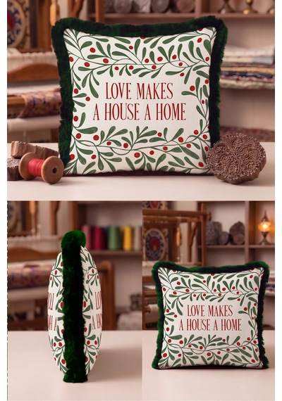 Botanik Yılbaşı Floral Dal Motifli Saçaklı Yastık Kılıfı - Zarif Noel Yeşil Püsküllü Kırlent Kılıfı Kadim Atlas Halo Botanik Yılbaşı Floral Dal Motifli Saçaklı Yastık Kılıfı - Zarif Noel Yeşil Püsküllü Kırlent Kılıfı Kadim Atlas Halo