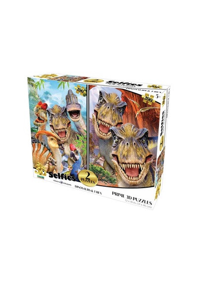 Prime 3d Dinozorlar Ve T-rex Selfie İkili Puzzle 200 Parça 10235