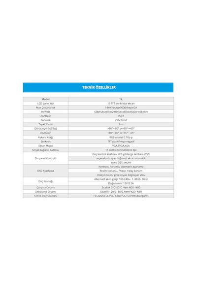 Uptech Hd190 19" Geniş Ekran 75 Hz 5ms Vga,hdmı Led Monitör