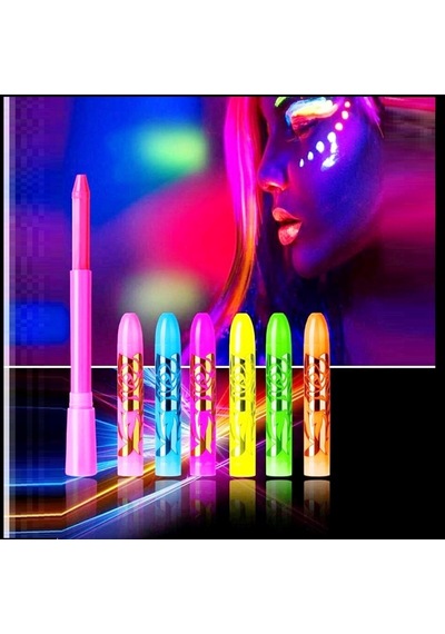Vıp Glow In The Dark Under Uv Light 6 Adet Glow Neon Fosfor Boya Uv Mor Işıkta Parlayan Vücut Boyası Renkli