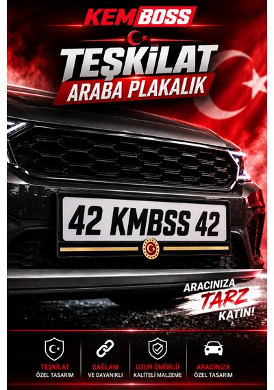 Teşkilat Araba Plakalık Tekli - Universal Oto Plakalık Dayanıklı Araç Plaka Çerçevesi Özel Tasarım
