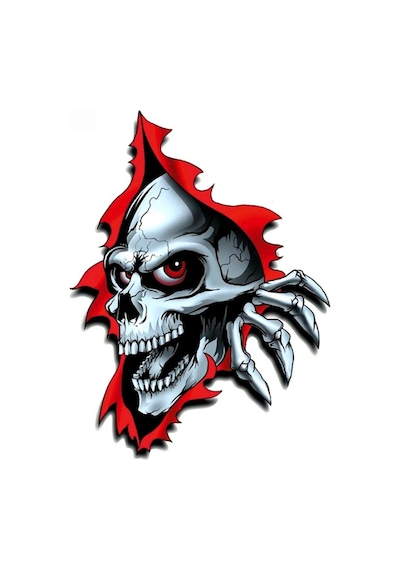 Kafatası Ve Pençe Yırtık Metal Araba Sticker Yapıştırması