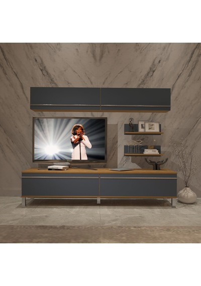 Decoraktiv Eko 5 Mdf Std Krom Ayaklı Tv Ünitesi Tv Sehpası Pera - Antrasit