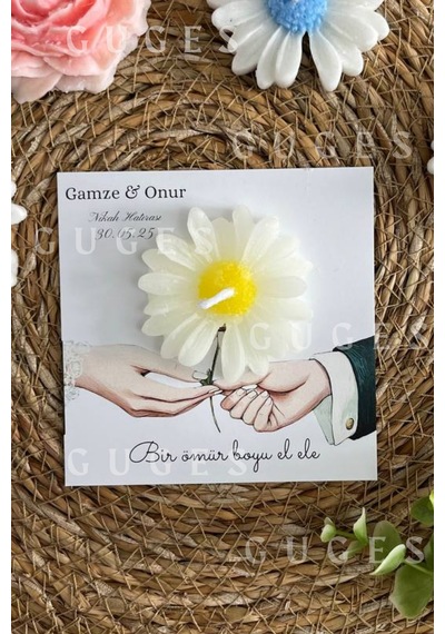 Bernami Mumluk Şamdanpinterest 10 Adet Özel Tasarlanmış Kart Ve Papatya Mum. Düğün, Nişan, Nikah, Söz, Doğum Günü, Nikah Hediyelik Diğer