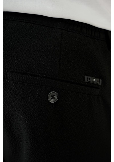 Efor Comfort Fit Gofre Dokulu Beli Lastikli Pileli Siyah Jogger Pantolon P 1174 Siyah