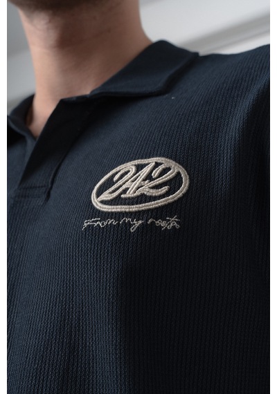 Erkek 242 Nakışlı Regular Fit T-shirt Şort Takım Lacivert