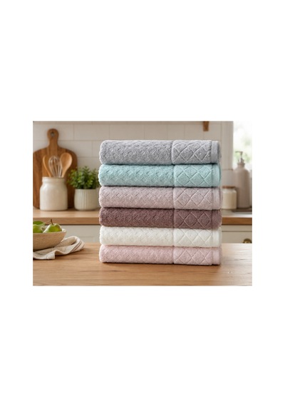 Kristal Desenli Renkli Havlu 30x50 Cm 6'lı Set %100 Pamuk - Çok Renkli