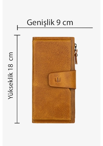 Getto Deri Zoe Telefon Hazneli Hakiki Deri Kişiye Özel İsim Baskılı Cüzdan Greyze Taba