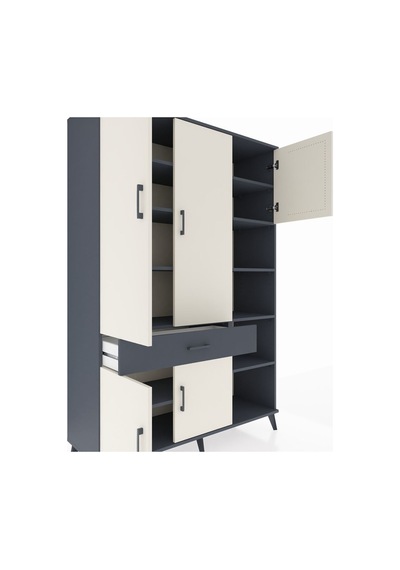 Hyperion Dolap 10 Raflı Tek Çekmeceli 5 Kapaklı 132x44x195 Antrasit-aytaşı/antrasit Aytası/antrasıt Hyperion Dolap 10 Raflı Tek Çekmeceli 5 Kapaklı 132x44x195 Antrasit-aytaşı/antrasit Aytası/antrasıt
