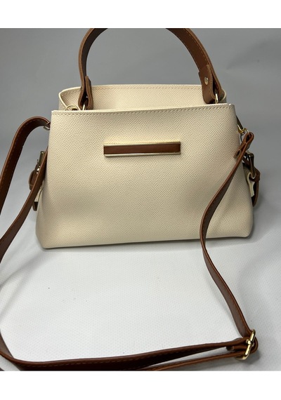 Öznora Çift Renk Detaylı El & Omuz Çantası Bej-taba