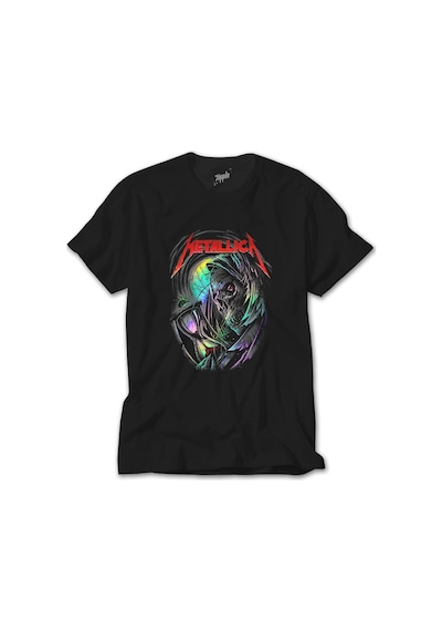 Metallica Rainbow Skull Time Siyah Tişört Siyah