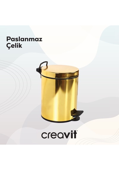 Creavit Çöp Kovası 5 Lt Pedallı Altın
