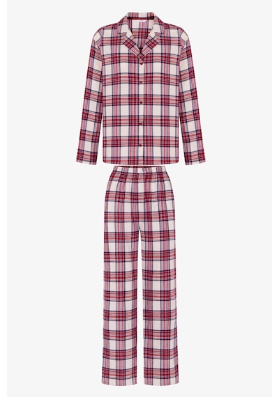 Penti Bordo Leila Ekoseli Uzun Kollu Gömlek Pantolon Pijama Takımı