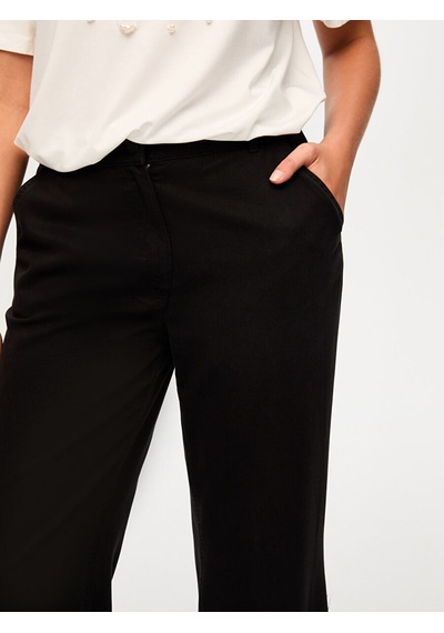 Faik Sönmez Straight Fit Liyoselli Parça Boya Pantolon S26pnt011 Us26pnt01110 Siyah