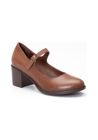Analin Shoes Kadın Hakiki Deri Bantlı Topuklu Ayakkabı Ceviz