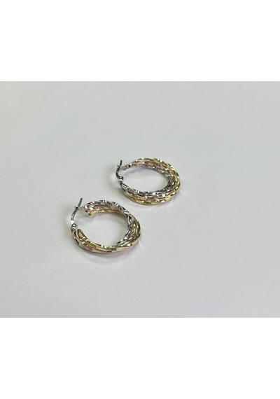 Gold Ve Rose Detay Halka Küpe Gümüş