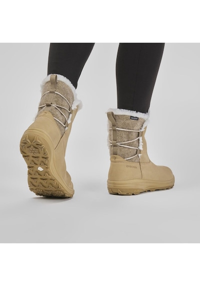 Decathlon Kadın Su Geçirmez Outdoor Deri Kar Botu - Bej - Sh500 Kum