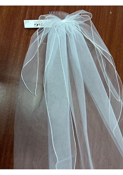 55 Cm Boyunda K. Beyaz Kısa Duvak Gelin Duvağı