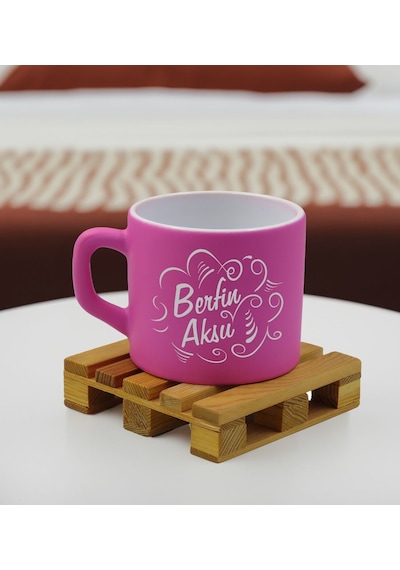 Bk Gift Kişiye Özel İsimli Pembe Renkli Middle Çay & Kahve Fincanı-6, Arkadaşa Hediye, Sevgiliye Hediye, Doğum Günü Hediyesi Kobitmeyencom32547 Bk Gif