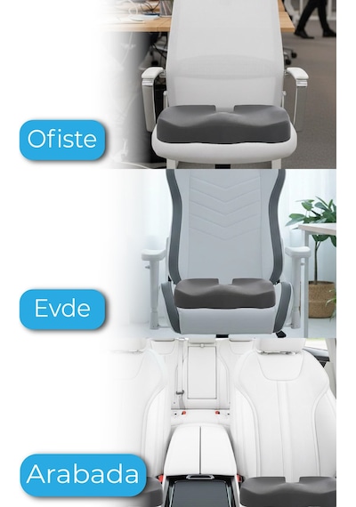Viscofoam Ortopedik Oturma Minderi Hemeroid Kuyruk Sokumu Coccyx Oturma Minderi Visco Minder Gri