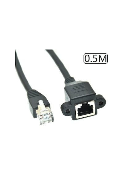 5077 Rj45 Dişi Erkek Uzatma 0.5M Panel Tipi Cat6 Montaj Kablosu
