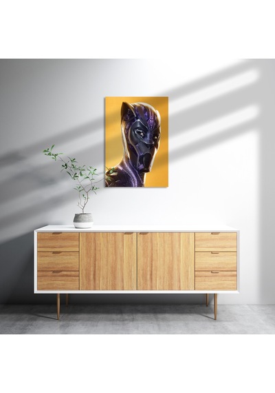 Cakasepetim Black Panther Sarı Zemin Ahşap Mdf Tablo