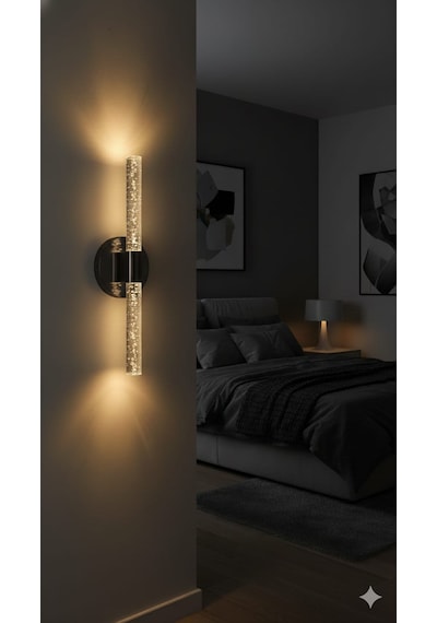 Bhbackhome Bubbleflux Şık Tasarım Modern Ledli Aplik 40 Cm Pilli Siyah