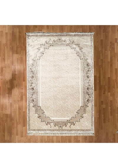 Floral Madalyon 160 X 230 Yün Halı Bej