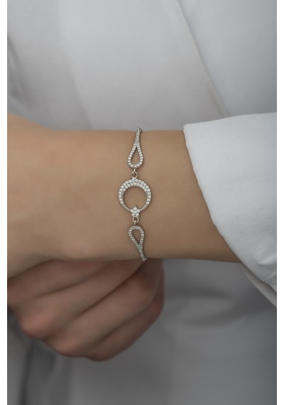 Nereze 925 Ayar Gümüş Kelepçe Model Ayyıldız Bileklik
