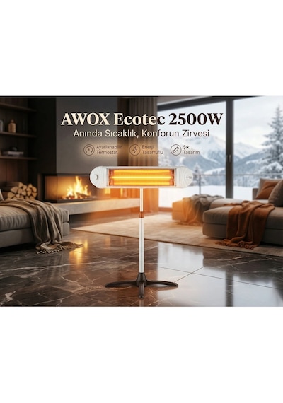 Awox Ecotec Infrared Beyaz 2500 W-ayaklı-duvar Monte Aparatlı-enerji Tasarruflu-geniş Alan Etkisi 1