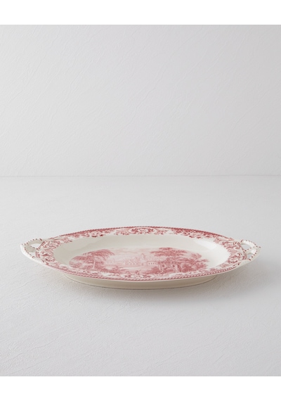 English Home Preston Stoneware Kayık Tabak 36 Cm Bordo Bordo