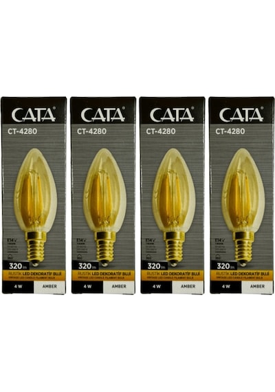 Cata Ct-4280 4w 1800k Amber E14 Duylu Rustik Led Dekoratif Ampul 4 Adet