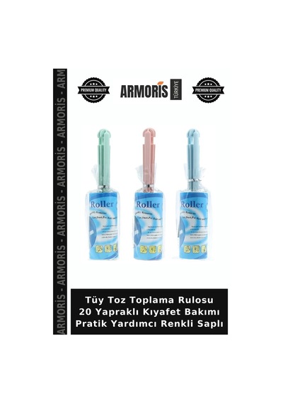 Tüy Toz Toplama Rulosu 20 Yapraklı Kıyafet Bakımı Pratik Yardımcı Renkli Saplı Çok Renkli