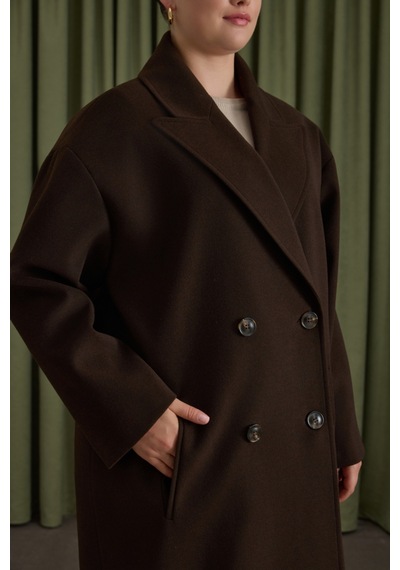 Aker Kruvaze Kapama Manto Kahverengi Kahverengi