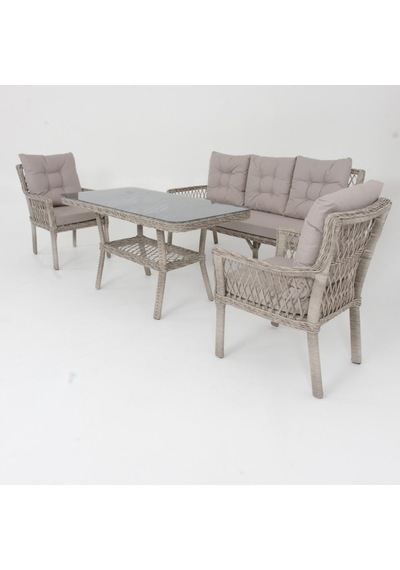 Fusion Üçlü Rattan Bahçe Oturma Grubu Rehome Gri