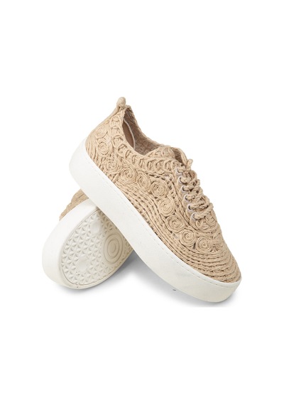 Deery Kadın Bej Renkli Örgü Detaylı Sneaker Ayakkabı - K0046zbejm01