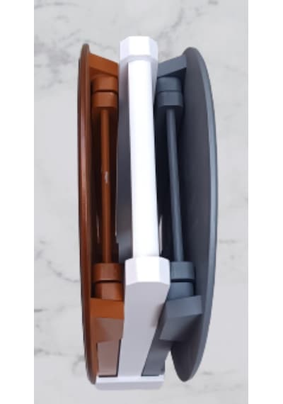 Çanta Zigon Sehpa Oval Model İkili Takım Ahşap Mdf  Gri ve Ceviz Renk Uyumu El Yapımı