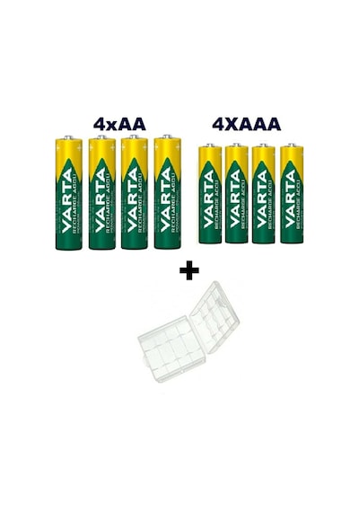 Varta 2700 mAh AA Kalem Pil 4'lü + 1000 mAh AAA Şarjlı İnce Kalem Pil 4'lü + Pil Kutusu