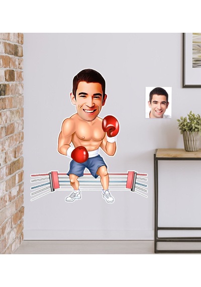 Kişiye Özel Bay Boksör Karikatürlü Duvar Sticker 50X70CM