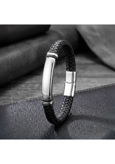 Premium İsim Yazılabilir Siyah Deri Ve Beyaz Titanyum Kilit Bileklik 31833b15d3 - 21 Cm Siyah - Gümüş