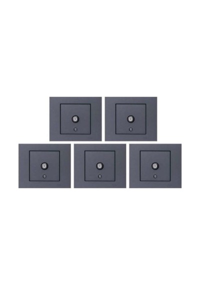 5 Adet Ovivo Grano Füme Tv Prizi F Könnektör Çerçeve Dahil 5'li Paket/set