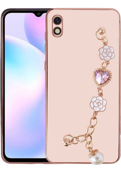 Redmi 9a Kılıf El Tutamaçlı Kamera Korumalı Klfs Taka Silikon Kapak - Pembe Pembe