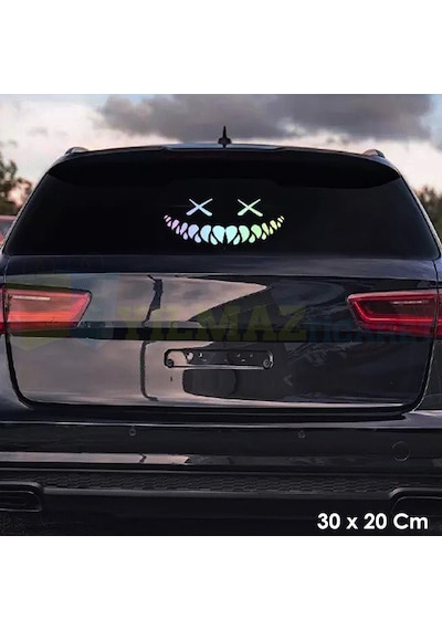 Araba Arka Cam Hologram Gülümseme Oto Sticker Etiket Çıkartma