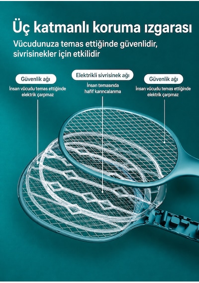 Usb Şarjlı Uv Işıklı Elektrikli Sivrisinek Öldürücü Raket Sinek Öldürücü Arı Sivri Sineksavar 1