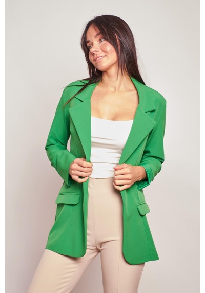 Yakalı Kolu Katlamalı Cep Kapaklı Salaş Boyfriend Oversize Hafif Likralı Kumaş Blazer Ceket-yeşil Yeşil Yakalı Kolu Katlamalı Cep Kapaklı Salaş Boyfriend Oversize Hafif Likralı Kumaş Blazer Ceket-yeşil Yeşil