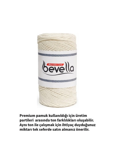 Premium Makrome Ekru Çanta İpi 2 Mm 200 Gr 5 Adet